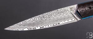    Couteau " ORCA TRAJECTOIRE " pliant par l'Atelier Les 2 Diables - Carbone / G10 et Damasteel