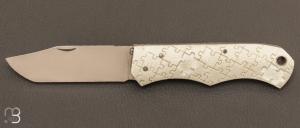    Couteau  "  PIB Puzzle" de Benjamin MIttay avec gravure de Serge Raoux - G10 Blanc