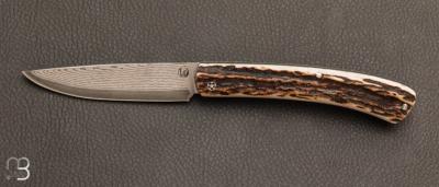 Couteau " Pastelier " par Thomas Fronteau - Bois de cerf et lame VG10 damas
