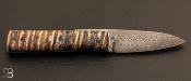 Couteau  "  Piémontais custom " molaire de Mammouth et damas par Richard Ciachera