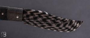     Couteau " Pilon "  custom de Anthony Brochier - Fatcarbon et damas torsadé mosaïque