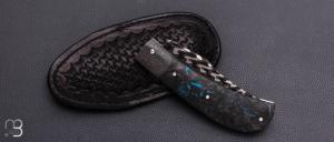     Couteau " Pilon "  custom de Anthony Brochier - Fatcarbon et damas torsadé mosaïque