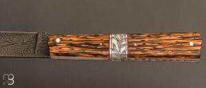    Couteau " Plume " par Vent d'Aubrac - Jérôme Lamic- Palmier et lame damas