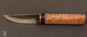 Couteau "Puukko" de Benoit Maguin - Erable mouchet et lame 90McV8