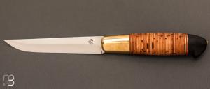   Couteau  "  Puukko" par la Forge de Pierre - écorce de bouleau et lame en acier carbone C70