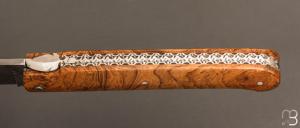  Couteau  " le  Sauveterre " régional pliant - Loupe de teck et lame damas
