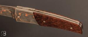 Couteau " custom Séquoia " et damas San-Maï Carbone Cuivre par Alain & Joris Chomilier