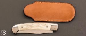 Couteau " Slipjoint " custom par Laurent Gaillard - Bois de cerf poli et 14c28N