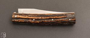   Couteau " Slipjoint " de Jacky Pasquier - Bois de cerf Sambar et lame en RWL34