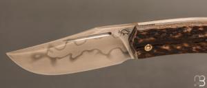  Couteau " Slipjoint " custom par Guy Poggetti - bois de cerf et lame en C130