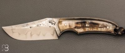    Couteau " Sparus " fixe forgé par Guy Poggetti - Corne de bélier et C130