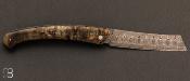 Couteau de poche le Fuji par la Coutellerie Teymen - Bouleau Teinté Stabilisé et damas