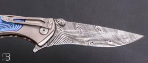   Couteau " Tighe Coon " button lock par Brian Tighe - Titane et lame en damasteel