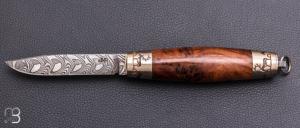 Couteau Tonneau par Jean Michel REMAUD - Palissandre du Honduras et lame damas