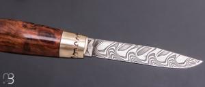 Couteau Tonneau par Jean Michel REMAUD - Palissandre du Honduras et lame damas
