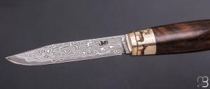 Couteau Tonneau par Jean Michel REMAUD - Noyer et lame damas