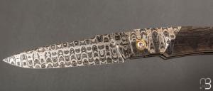   Couteau " Typhon 2.0" par Florian Keller - Morta microbillé et lame damas mosaïque