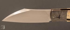 Couteau " Wharncliffe " custom pliant par Milan Mozolic - Cerf sambar / damas et W2