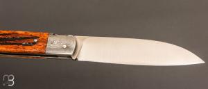  Couteau  "  Yssingeaux " par David Brenière - Os cerfé / damas et lame RWL-34