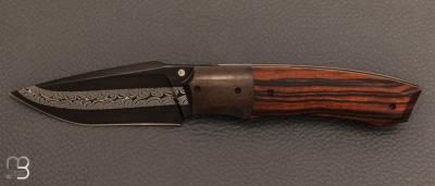 Couteau "  custom " Ironwood et damas de Berthelemy Gabriel - La Forge Agab