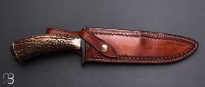    Couteau  de chasse par Laurent Gaillard - Bois de cerf et lame en 100C6