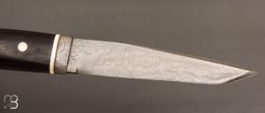  Couteau fixe de collection de Jean Paul Sire - Ebène du Gabon et lame damas