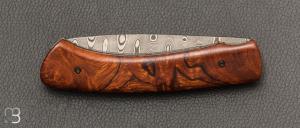    Couteau " custom "  par Joël Grandjean - Bois de fer d'Arizona et lame damas