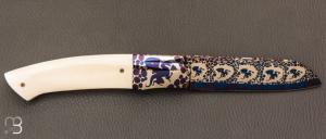     Couteau  "  custom " liner lock par Giuseppe Pala - Damas "dragon"
