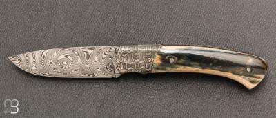   Couteau " custom "  par Joël Grandjean - Ivoire de mammouth et lame damas