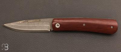 Couteau  " custom " de Stéphane Espi - Micarta et lame en damas Suminagashi