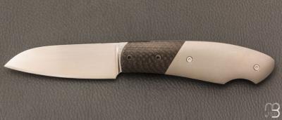    Couteau  "  custom " pliant par David Lespect - Titane/carbone et lame RWL34