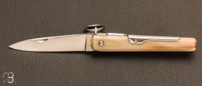 Couteau de poche Facette corne blonde 10 cm avec anneau par J. Mongin