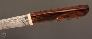  Couteau droit par Nicolas Mestrallet - Atelier du couteau de Vaunaveys - Lame forgée acier damas et bois de fer