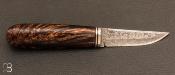 Couteau fixe "Nord damascus knife" par Kaj EMBRETSEN - Loupe de bouleau