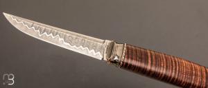 Couteau "  type nordique " par Kaj EMBRETSEN - Damas et Tasmanian black wood