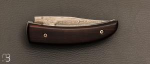   Couteau " liner lock " custom par Philippe Sœuvre - Bois de fer et damas