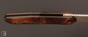 Couteau "  custom " liner-lock loupe de thuya par Christophe Lemaire - Coutellerie Tofbarteam