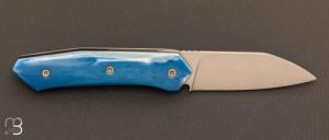 Couteau " custom " liner-lock os de chameau teinté par Christophe Lemaire - Coutellerie Tofbarteam