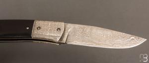    Couteau " lock-back " custom par David Breniere - ébène et damas