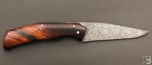  Couteau piémontais par Nicolas Mestrallet - Atelier du couteau de Vaunaveys - Acier damas et bois de fer