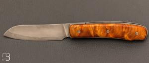       Couteau  "  Vintage custom " piémontais à billes par David Lespect - Peuplier stabilisé et 100C6 