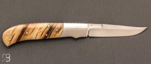    Couteau " side-lock  " custom par W.D. Pease - Corne de bélier