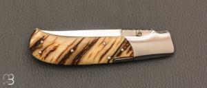    Couteau " side-lock  " custom par W.D. Pease - Corne de bélier