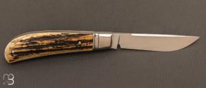   Couteau   "  slipjoint  " par Honoré Vilain - bois de Cerf sambar et lame en acier C130