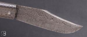  Couteau " trappeur " custom par Anthony Brochier - Mammouth et damas feuilleté