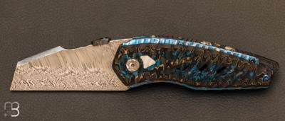 Couteau " Hybris " Camo carbon et damas par Messori Knives