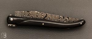  Couteau Laguiole en Aubrac 12 cm manche en corne de buffle et lame en damas de Markus Balbach