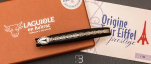 Couteau Laguiole en Aubrac modèle Origine Tour Eiffel N°168 - Ebène