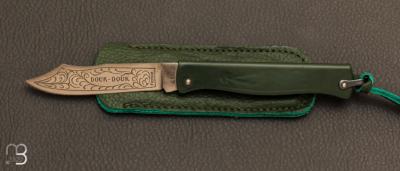 Petit Couteau de poche Douk-Douk vert avec étui