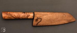    Couteau " Santoku " par Joël Matter - Cornouiller et sandwich inox / carbone
